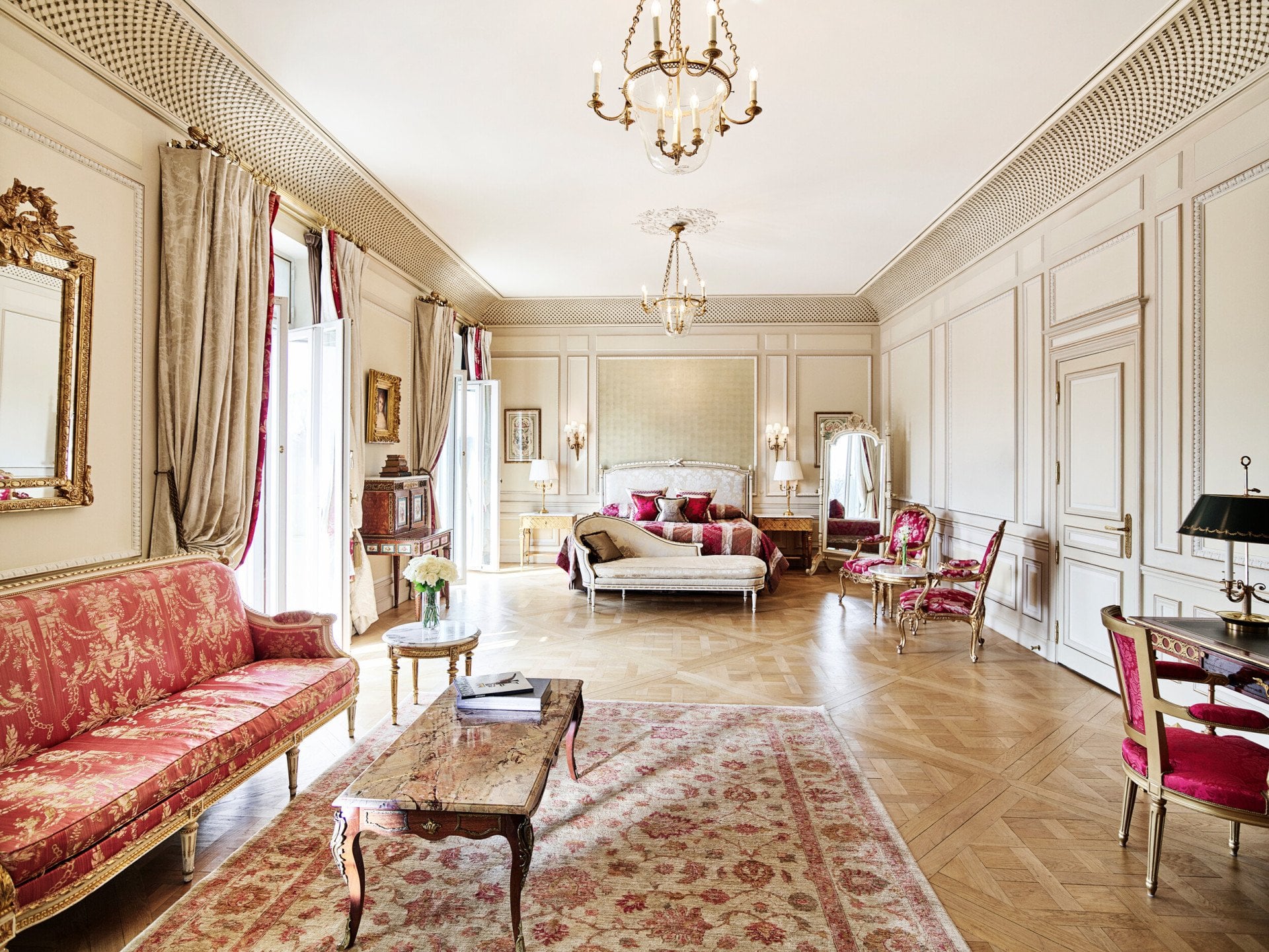 Overview of the Versailles suite at Le Meurice, Paris.
