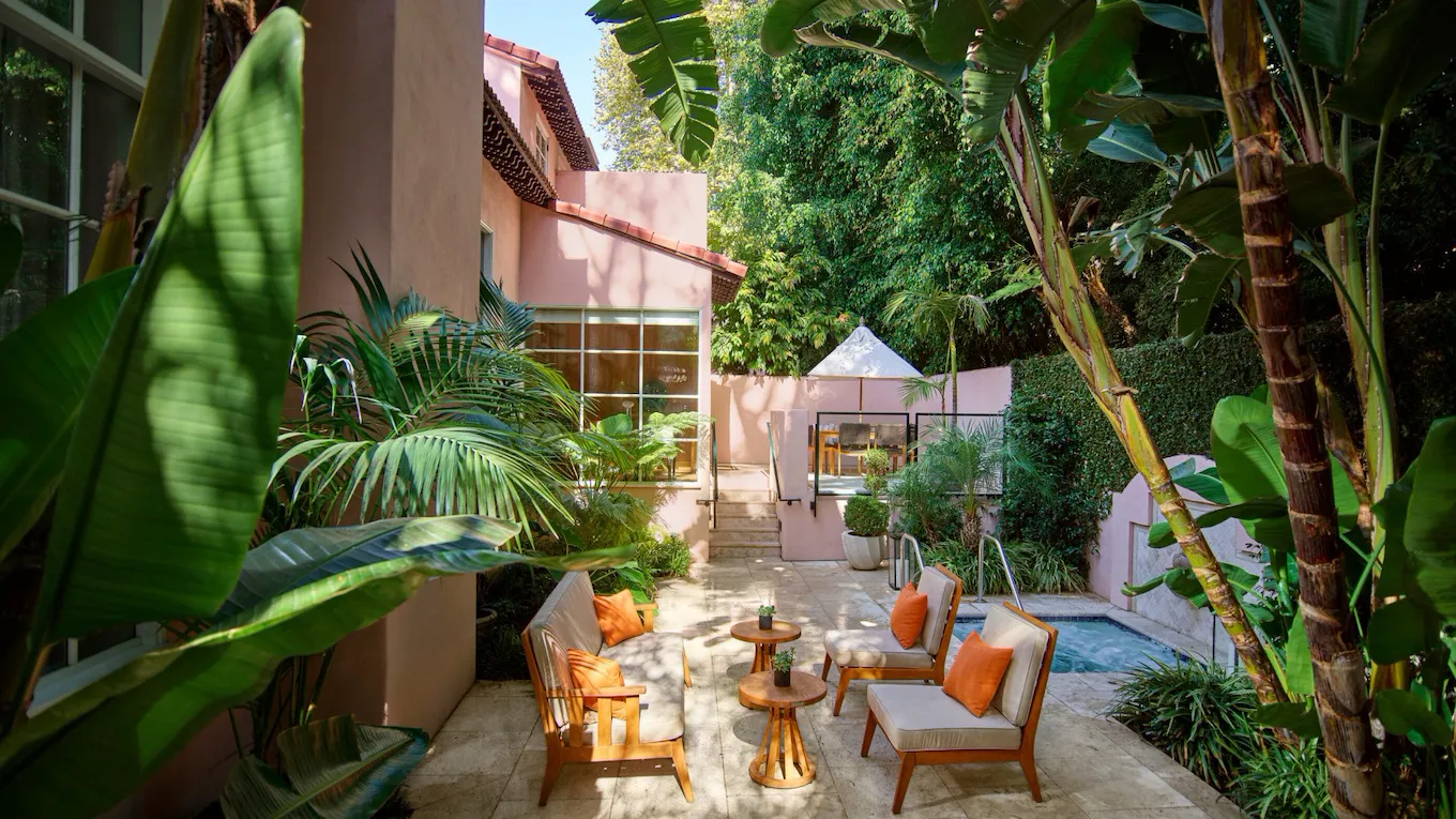 Private back patio of Presidential Suite with jacuzzi