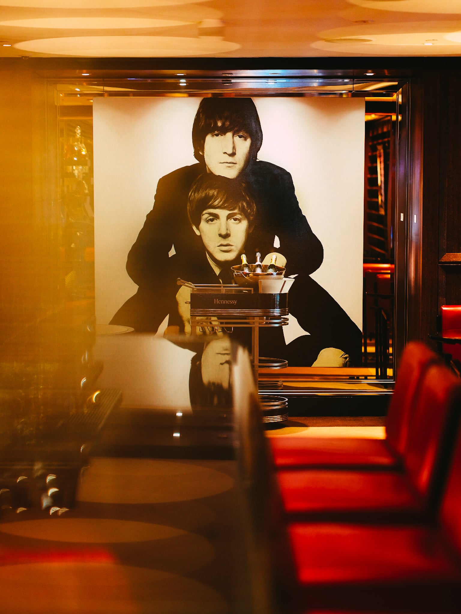 Beattles vintage image in BAR 45 in warm lighting 