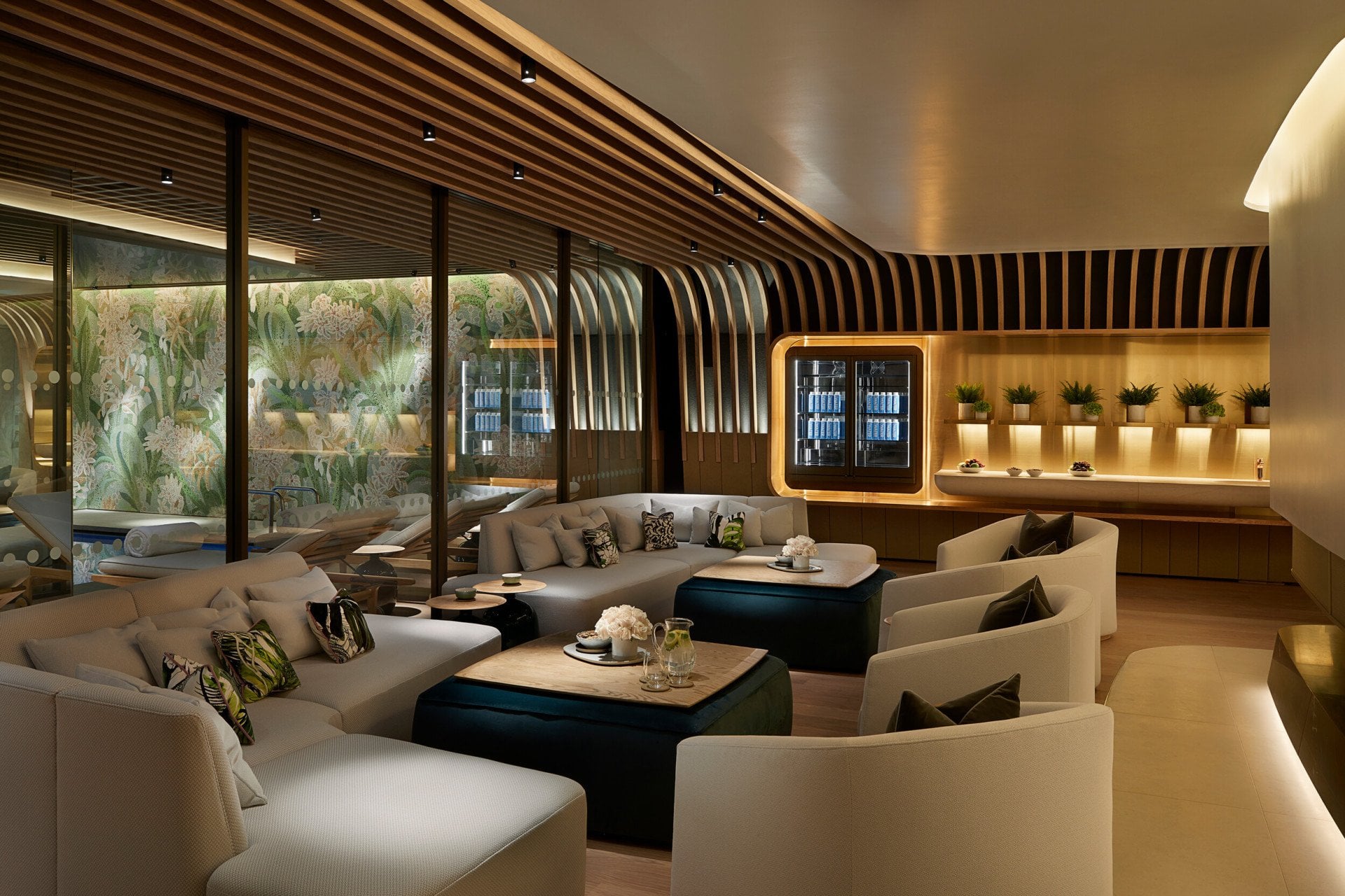 The Spa lounge seating area at Mayfair Park Residences London
