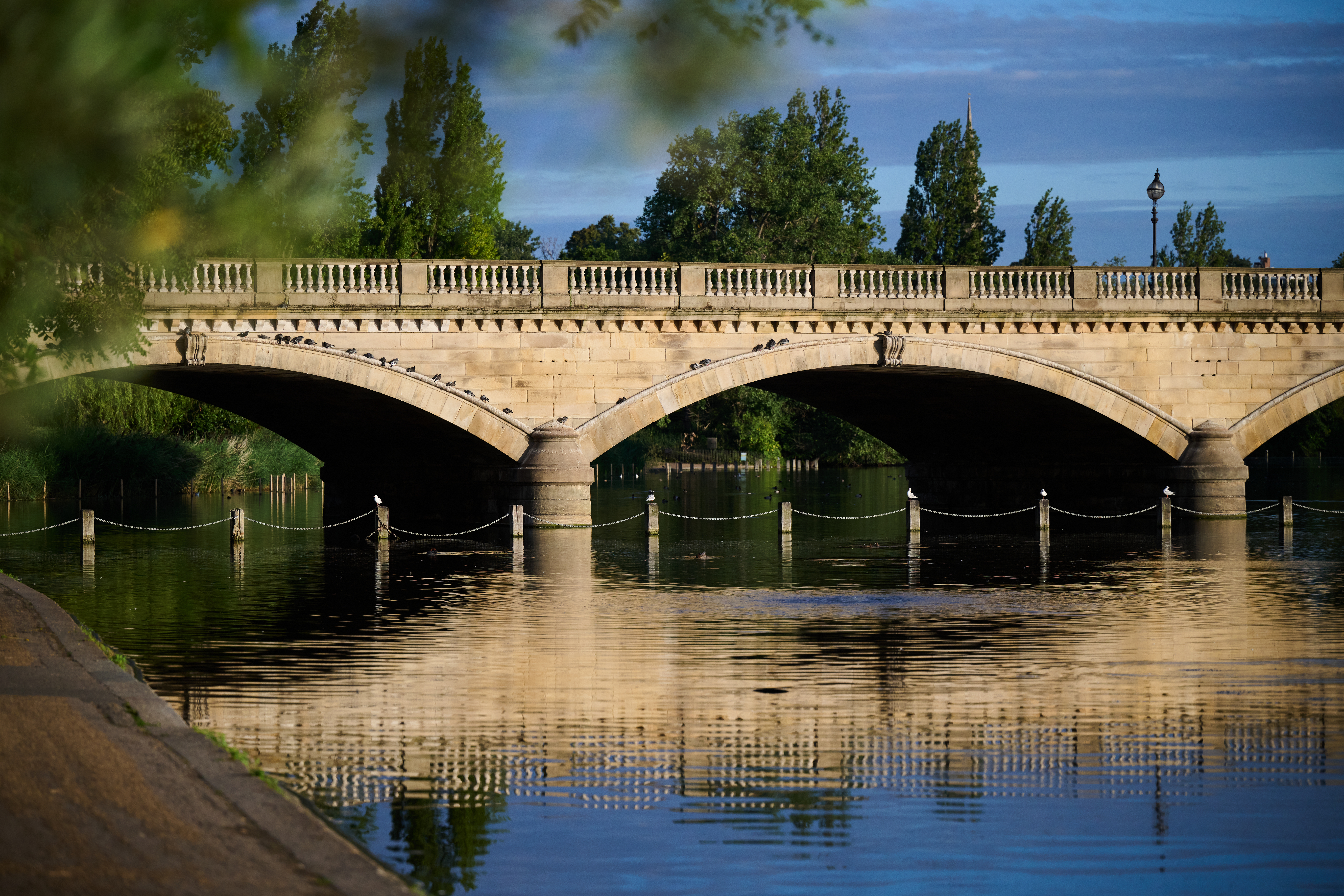 Serpentine bridge in Hyde Park on sunny day
