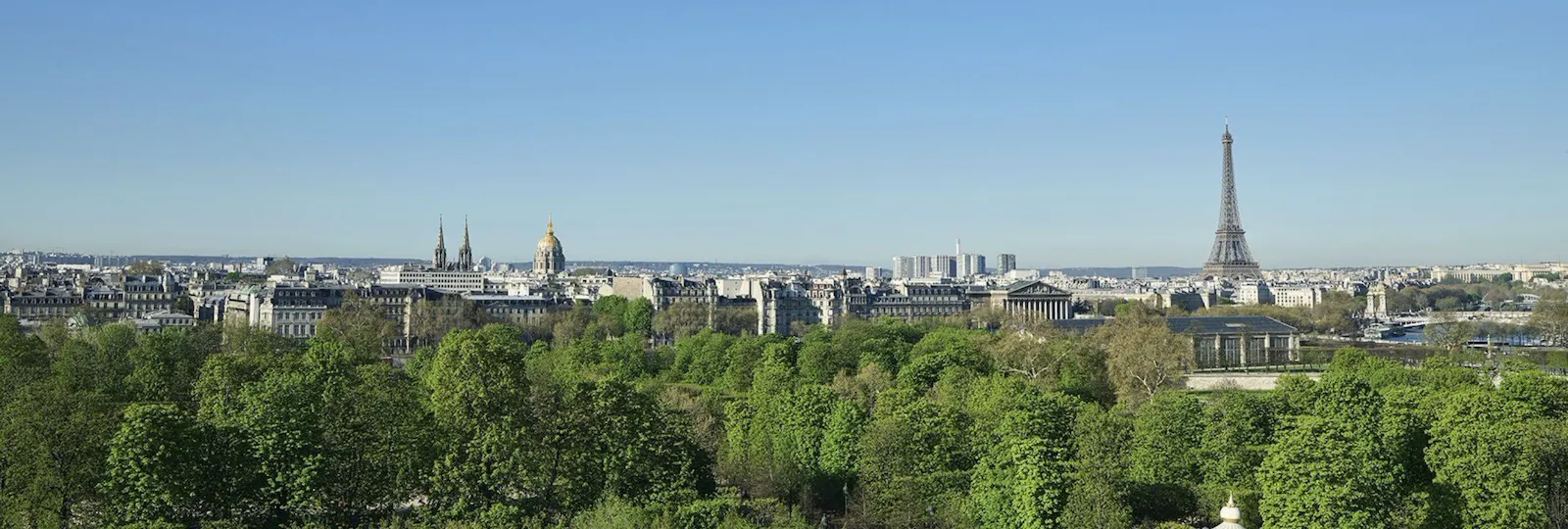 View from the Executive Room's balcony showing the Tuileries Garden and Eiffel Tower