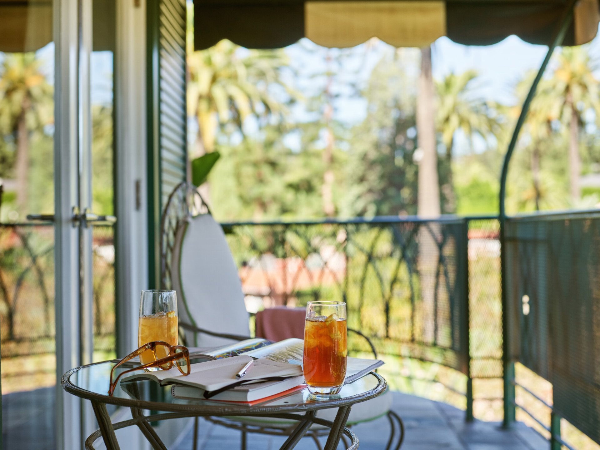 Crescent Suite patio details at The Beverly Hills Hotel, Beverly Hills