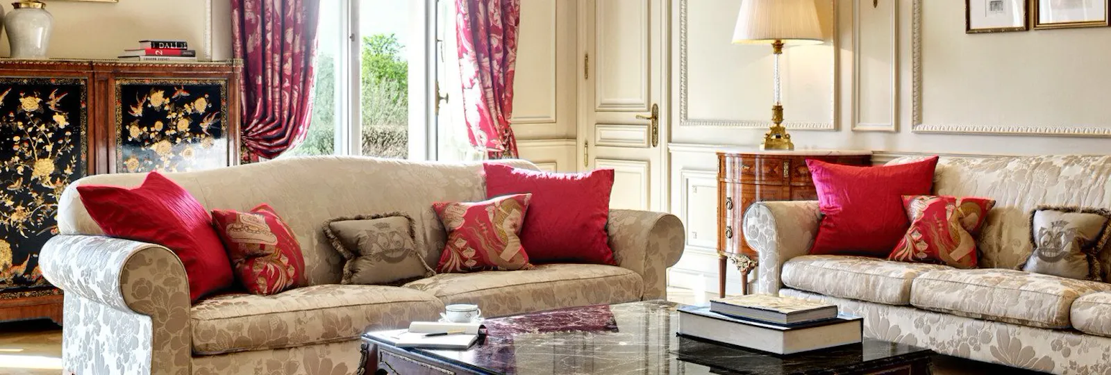 Details in the living room of the presidential appartment at Le Meurice, Paris.