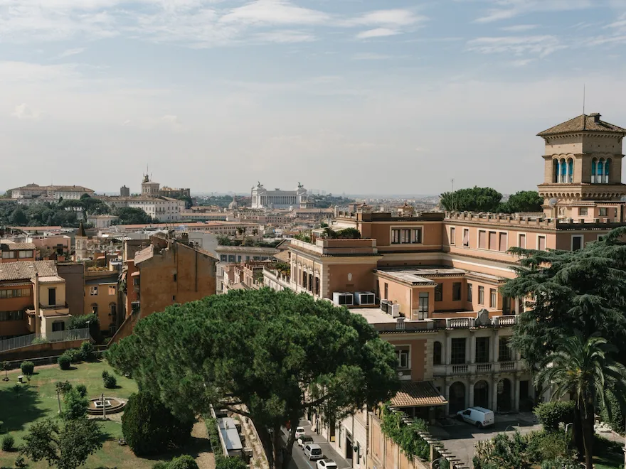 View of Rome from Hotel Eden with Villa Malta in the foreground