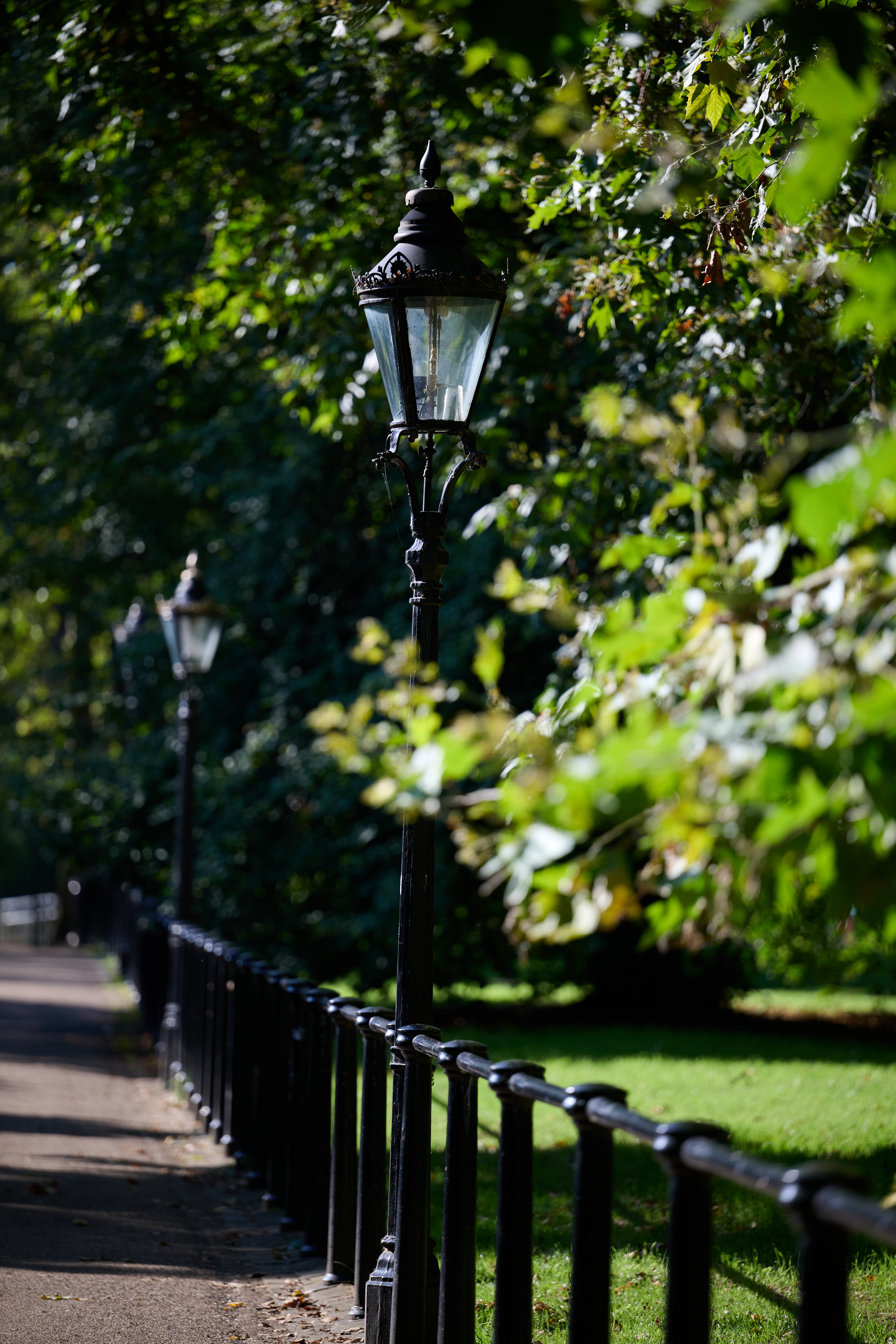 Lamppost in Hyde park on sunny day