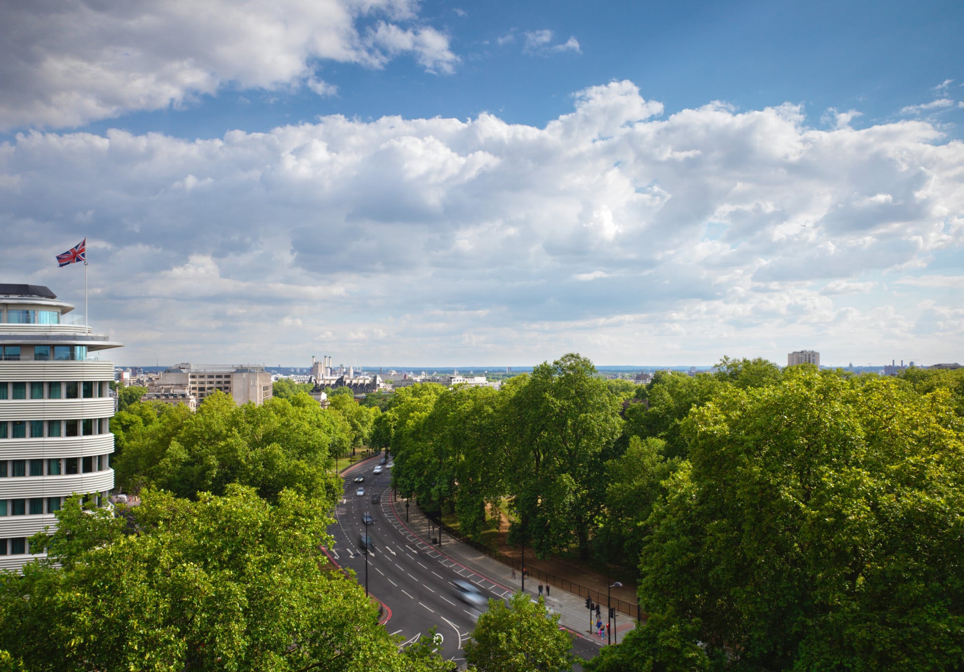 Exterior view of 45 Park Lane looking over the Hyde Park