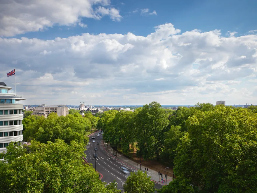 Exterior view of 45 Park Lane looking over the Hyde Park