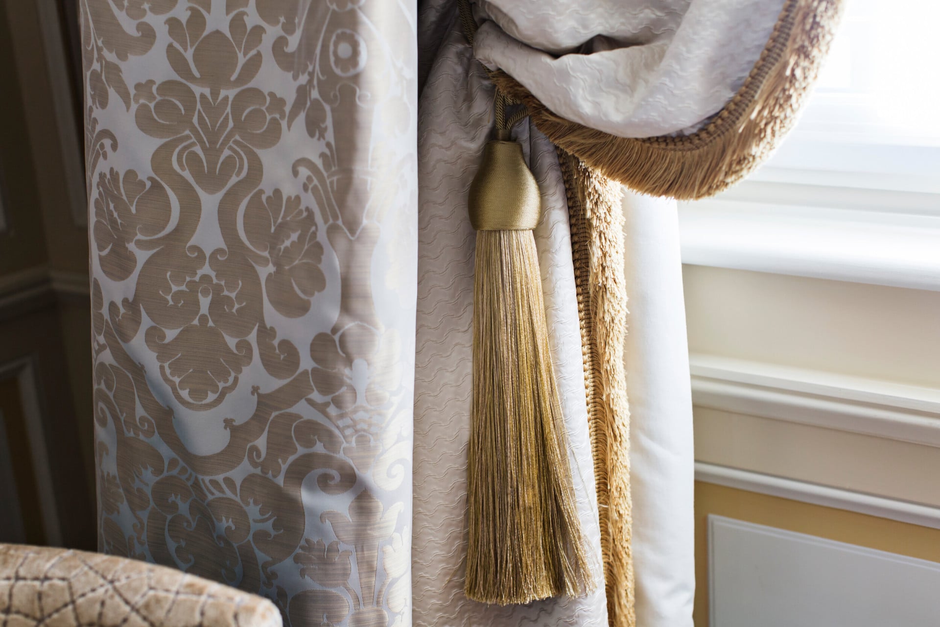 Detail of a curtain in a suite