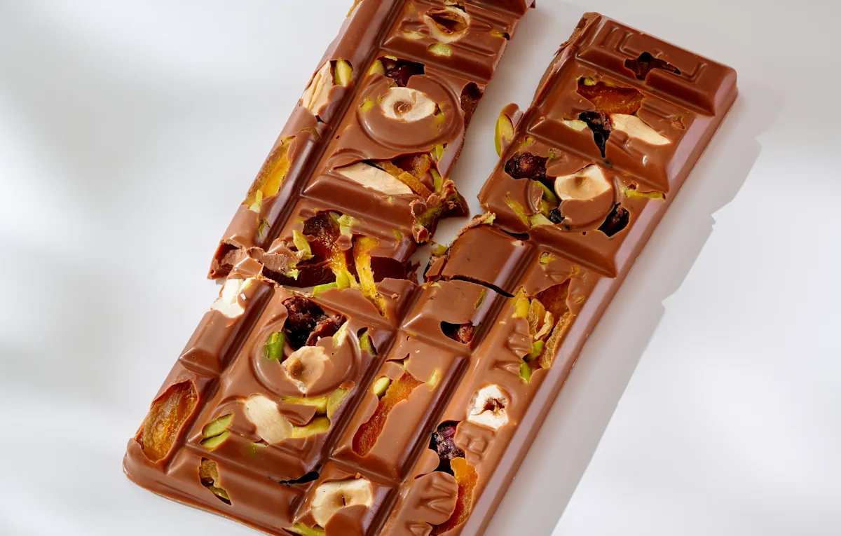 A close up at the Chocolate Milk Nuts Dry Fruits