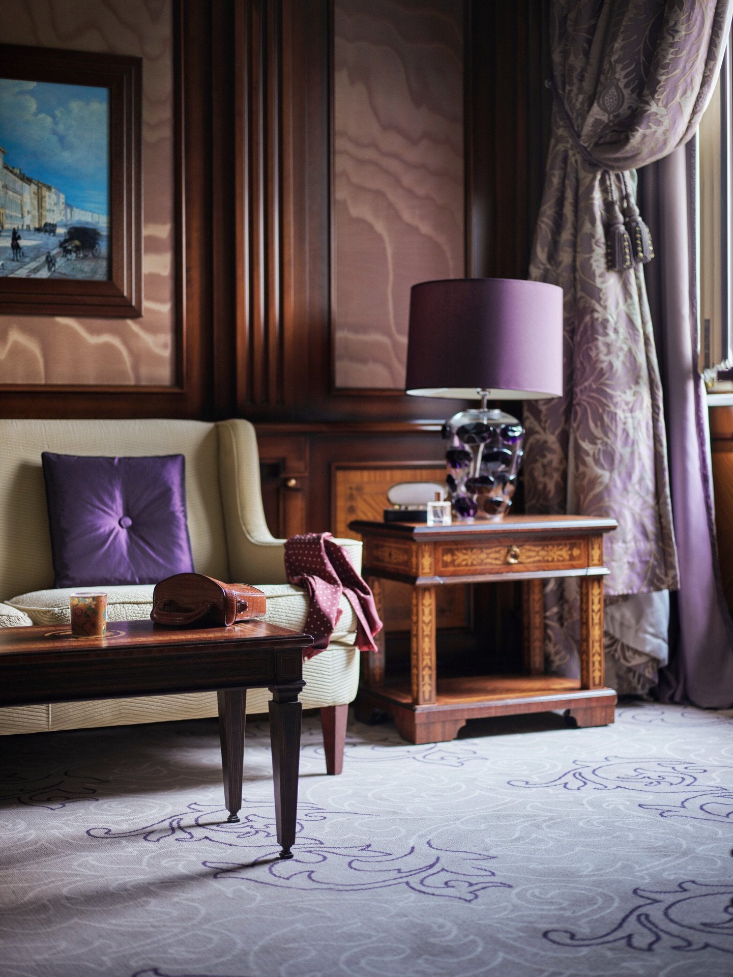 Junior Suite Living Room with props on the table and sofa