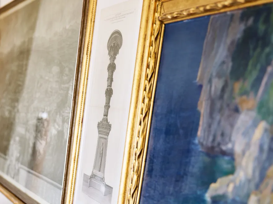 Detail of different paintings inside Bellavista penthouse suite at Hotel Eden, Rome