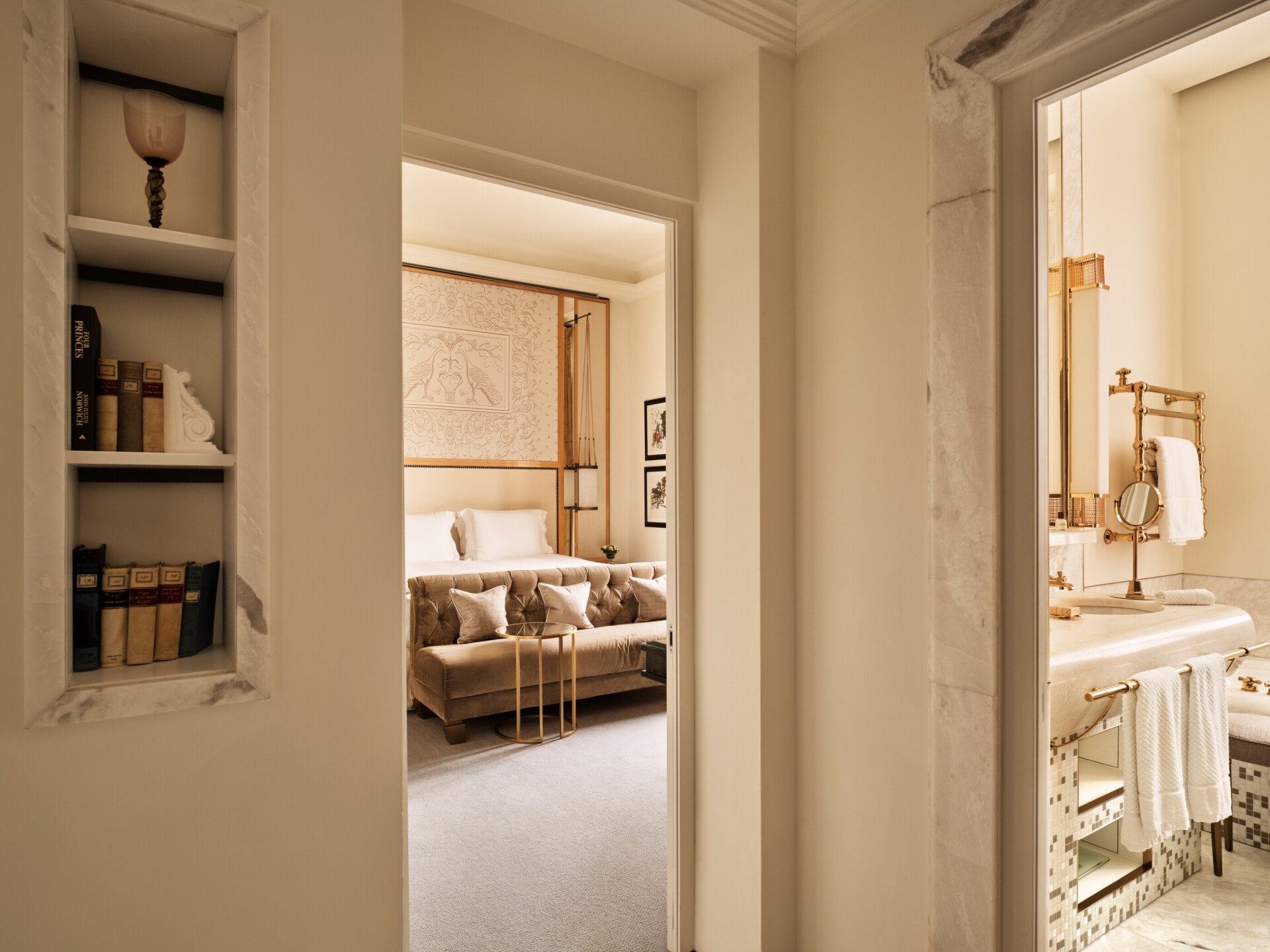 Prestige room corner view on bedroom and bathroom 
